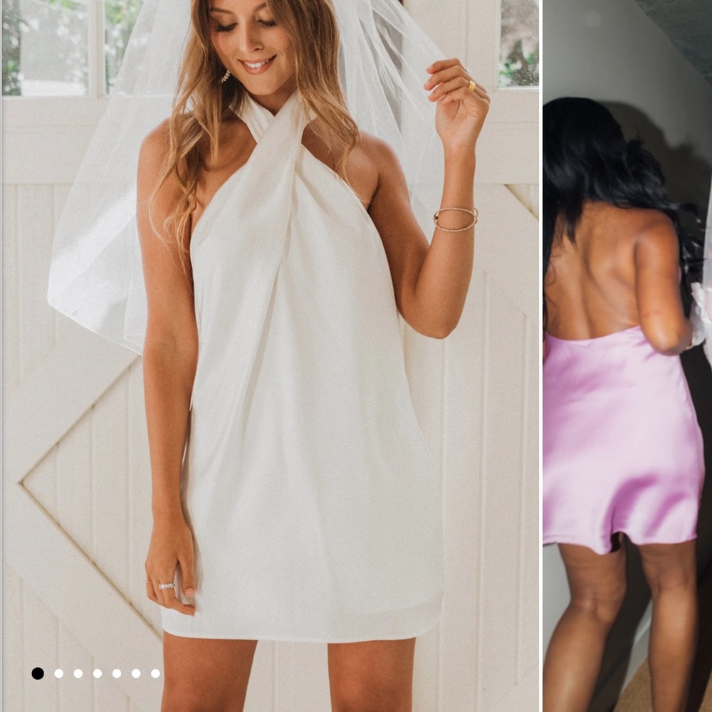 White Halter Mini Dress